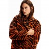 DESIGUAL  Long wool zebra coat ORANGE