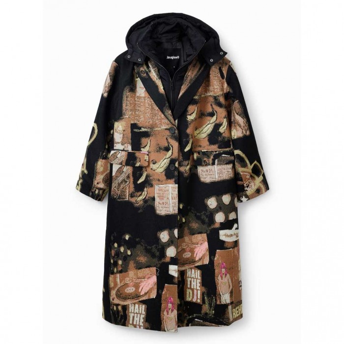 DESIGUAL Coat with Detachable Inner Vest “Papier” BEIGE