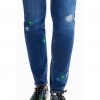 DESIGUAL Embroidered push-up skinny jeans BLUE