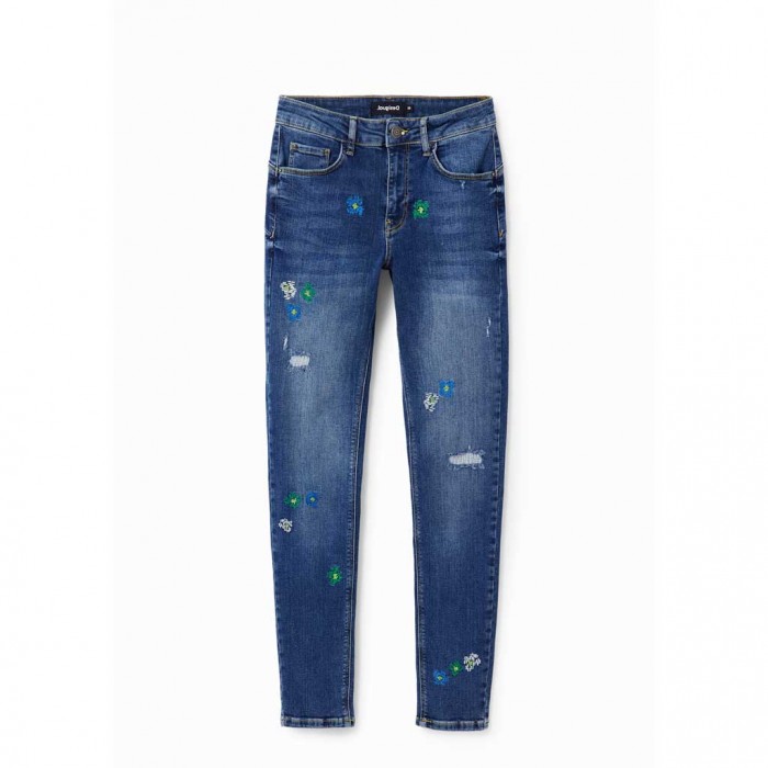 DESIGUAL Embroidered push-up skinny jeans BLUE