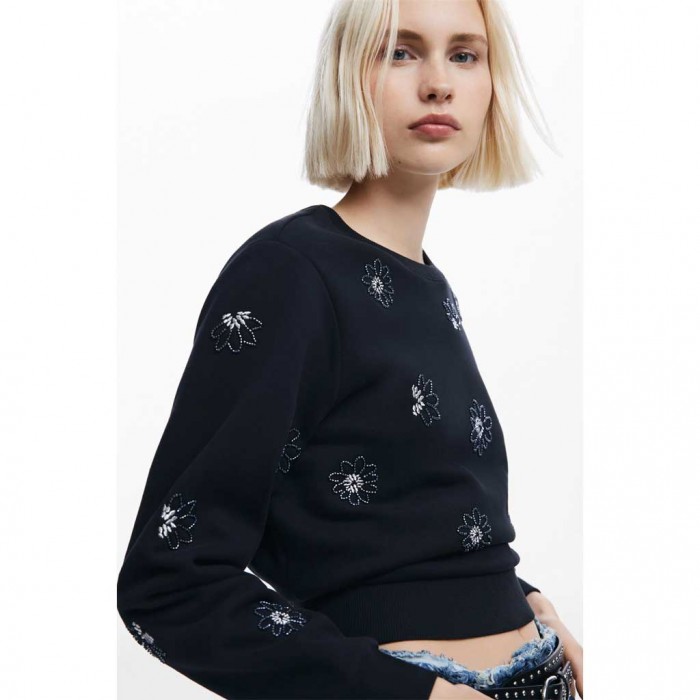 DESIGUAL Floral jewel sweatshirt BLACK