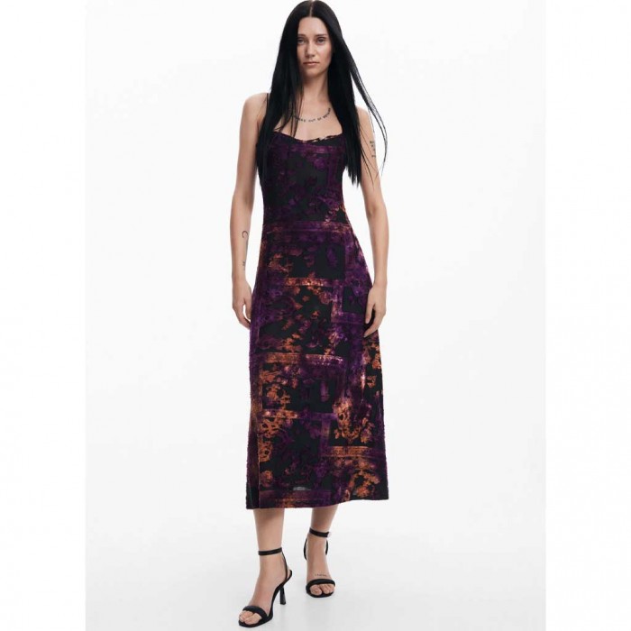 DESIGUAL 2-in-1 midi dress BLACK