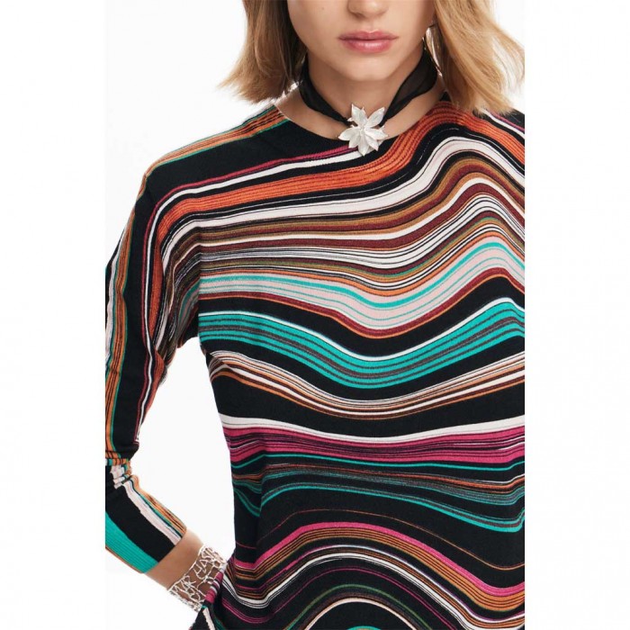 DESIGUAL Wavy striped sweater COLOURFUL