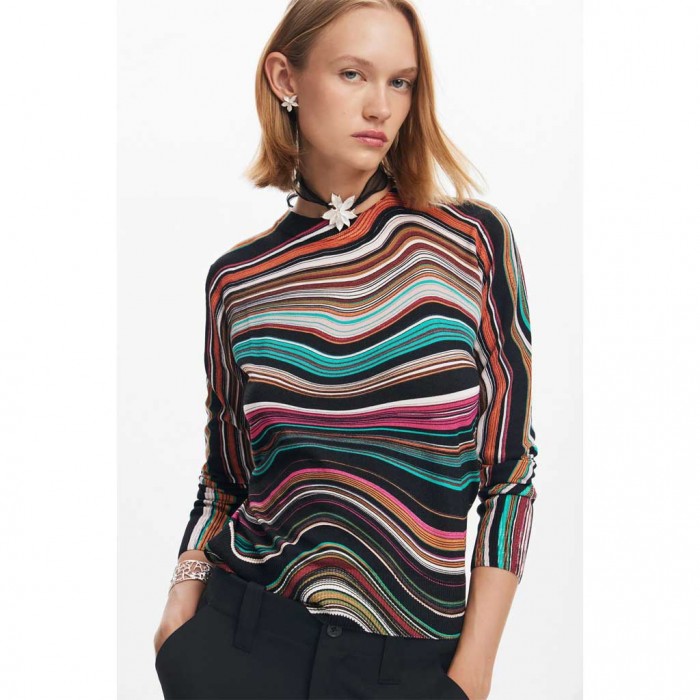 DESIGUAL Wavy striped sweater COLOURFUL