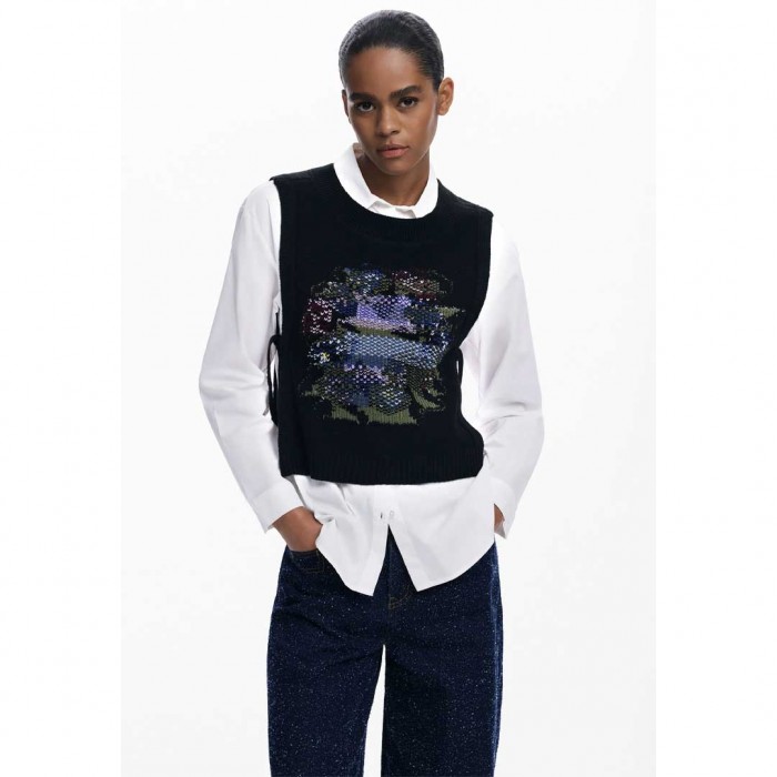 DESIGUAL WOMAN PULLOVER CHALECO BLACK