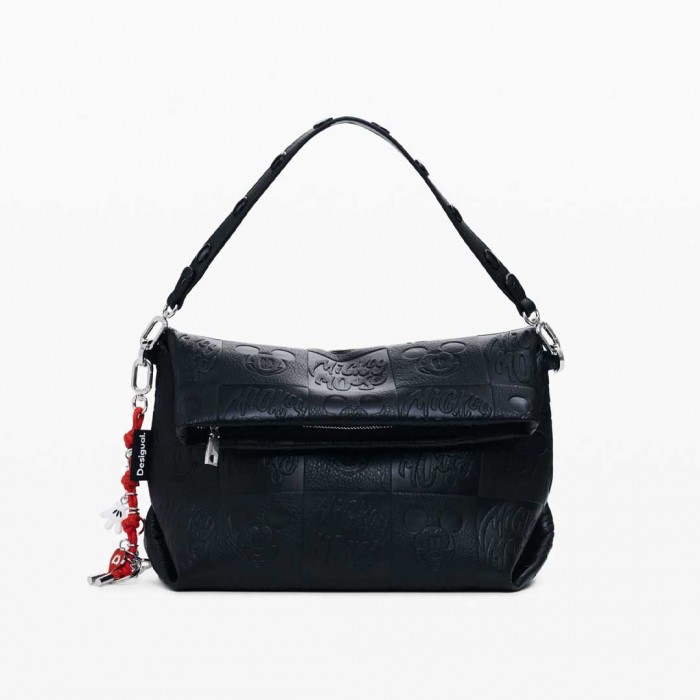 DESIGUAL Medium Mickey™ faux leather flap bag BLACK