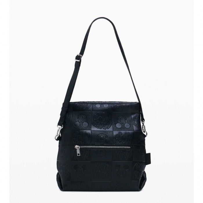 DESIGUAL Medium Mickey™ faux leather flap bag BLACK