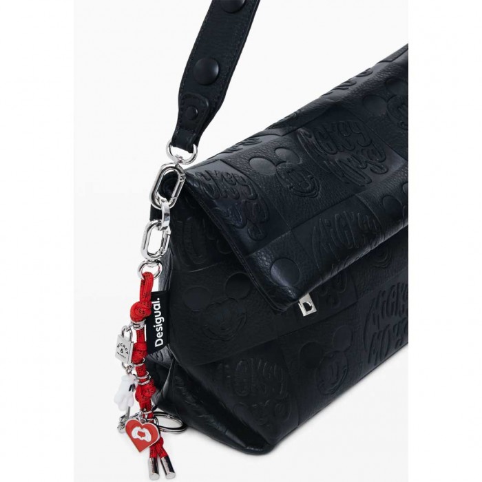 DESIGUAL Medium Mickey™ faux leather flap bag BLACK
