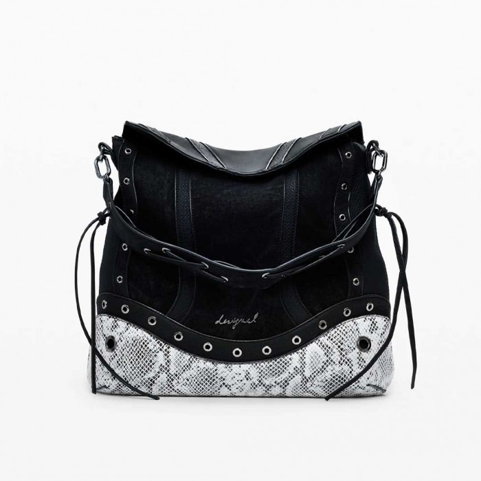 DESIGUAL WOMAN Medium convertible snake backpack BLACK