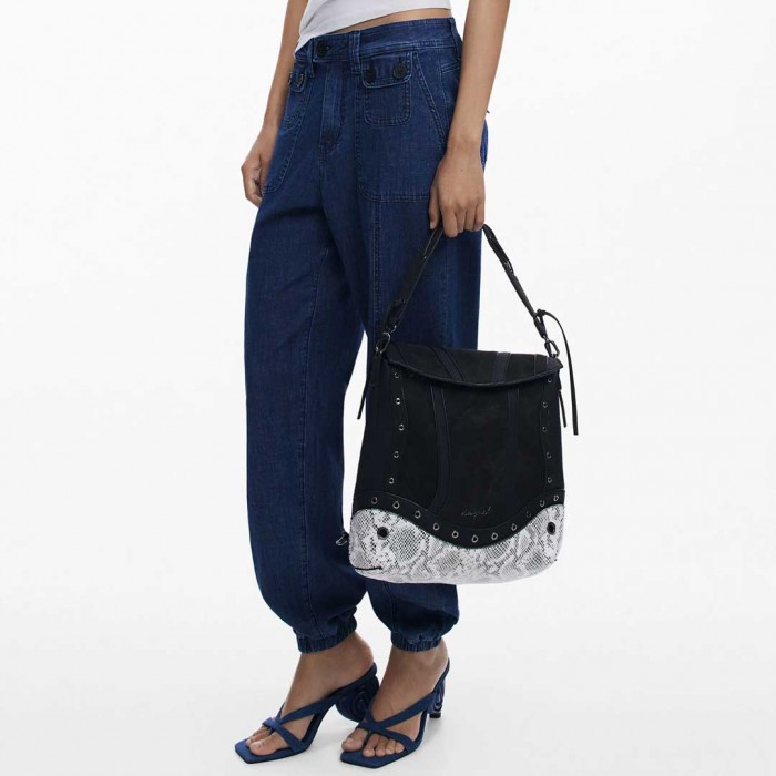 DESIGUAL WOMAN Medium convertible snake backpack BLACK