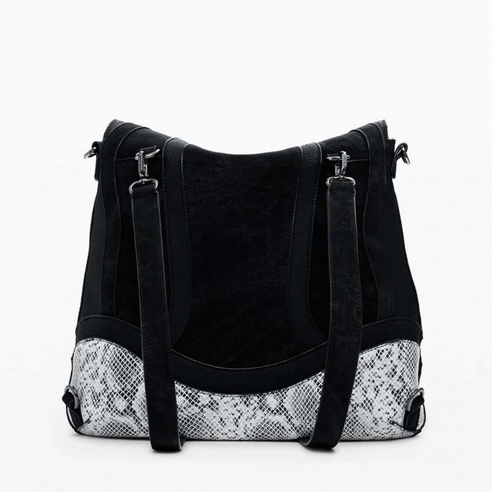 DESIGUAL WOMAN Medium convertible snake backpack BLACK