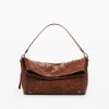 DESIGUAL Medium embroidered faux leather bag BROWN