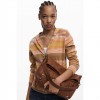 DESIGUAL Medium embroidered faux leather bag BROWN