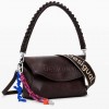 DESIGUAL Medium faux suede bag with 3D logo BROWN