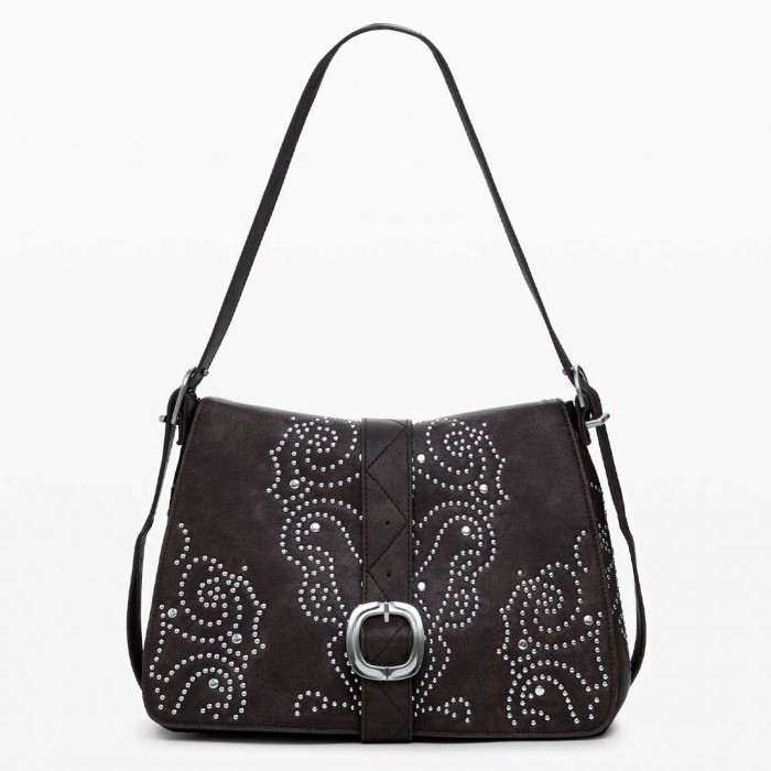 DESIGUAL Medium faux leather buckle bag BROWN