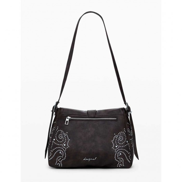 DESIGUAL Medium faux leather buckle bag BROWN