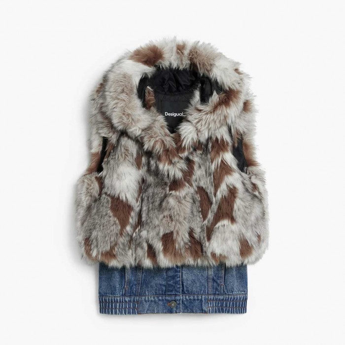 DESIGUAL WOMAN Denim fur vest MULTI