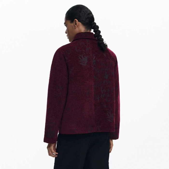 DESIGUAL Textured short coat DARK RED