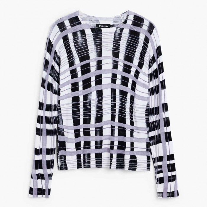 DESIGUAL WOMAN PULLOVER STRIPE NORUEGA WHITE/BLACK