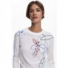 DESIGUAL Fine sweater with floral strokes WHITE