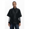 DESIGUAL Embossed faux leather poncho BLACK