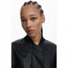 DESIGUAL Embossed faux leather poncho BLACK