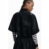 DESIGUAL Embossed faux leather poncho BLACK