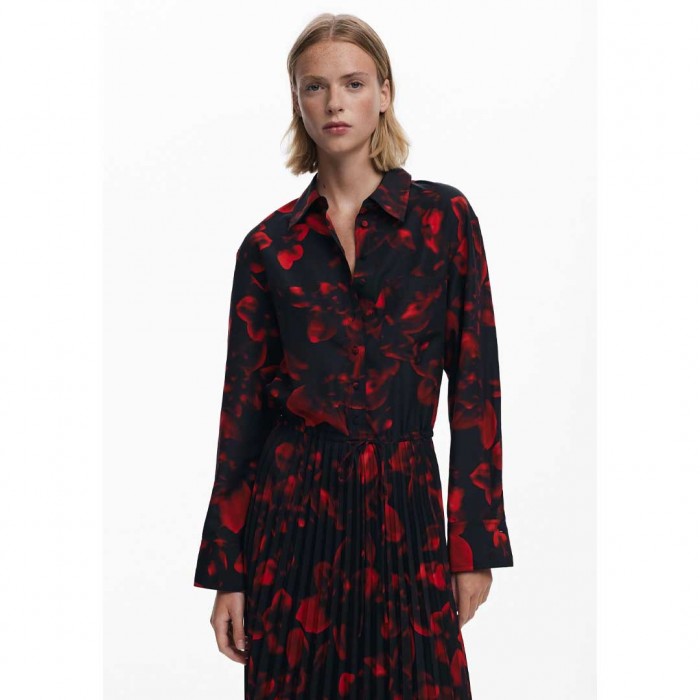 DESIGUAL WOMAN LONG DRESS PLISADO BLACK/RED