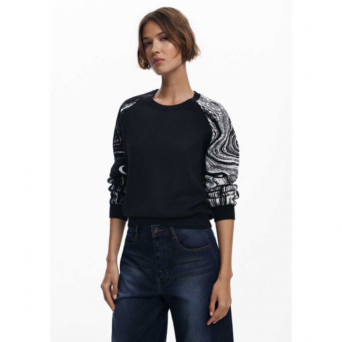 DESIGUAL WOMAN-PULLOVER KODIAK BLACK/WHITE