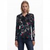 DESIGUAL Textured buttoned T-shirt BLACK