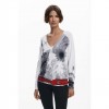 DESIGUAL WOMAN V NECK PULLOVER WHITE/BLACK DESIGUAL WOMAN V NECK PULLOVER WHITE/BLACK