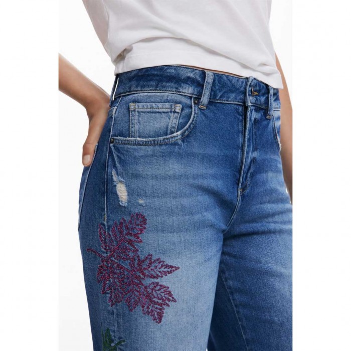 DESIGUAL Embroidered culotte jeans BLUE