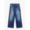 DESIGUAL Embroidered culotte jeans BLUE