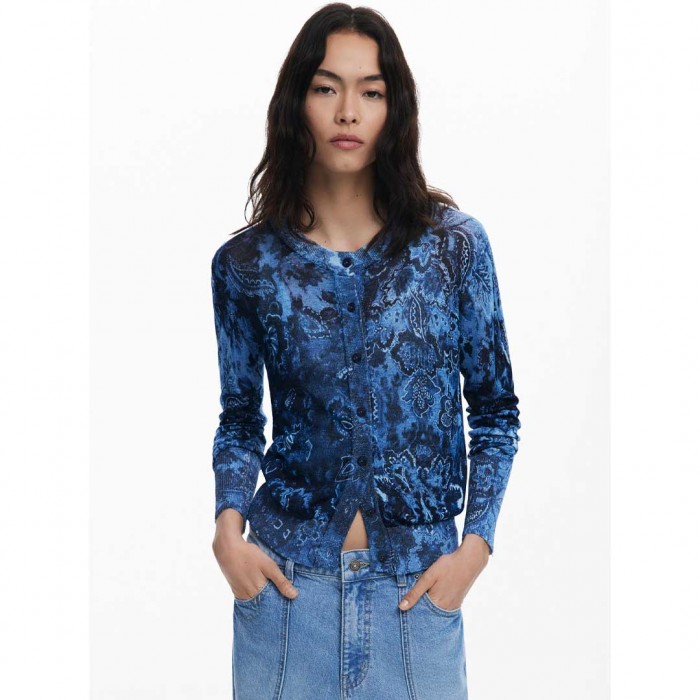 DESIGUAL WOMAN CARDIGAN KASSIDY BLUE/BLACK