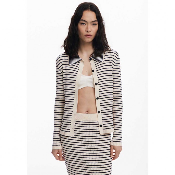 DESIGUAL WOMAN CARDIGAN STRIPE WHITE/BLUE