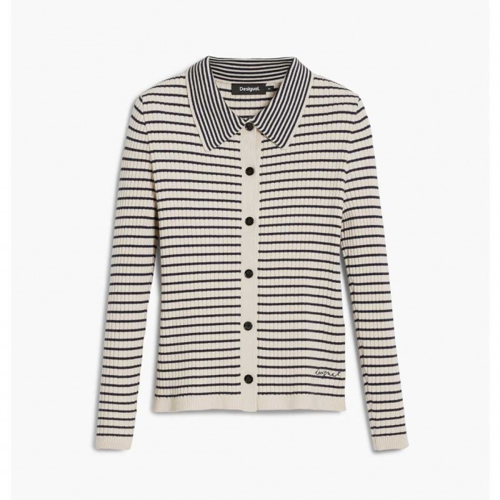 DESIGUAL WOMAN CARDIGAN STRIPE WHITE/BLUE