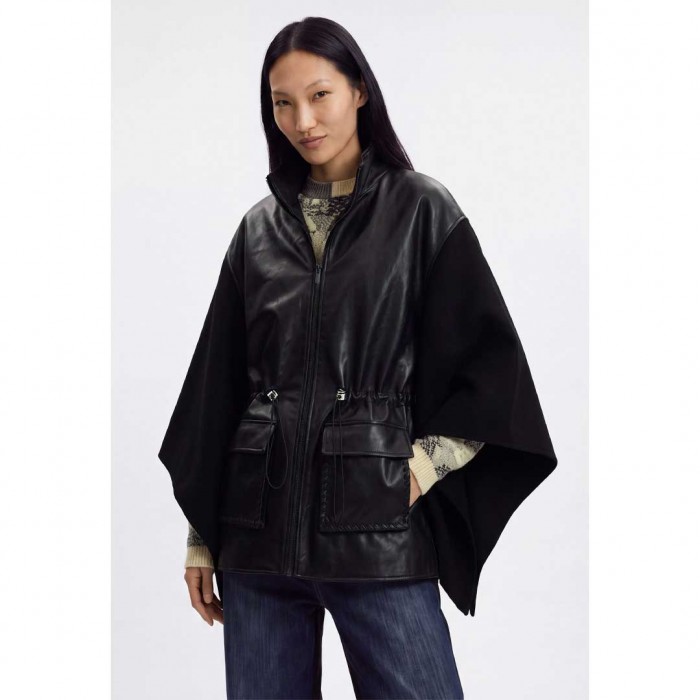 DESIGUAL WOMAN PONCHO LEATHER BLACK