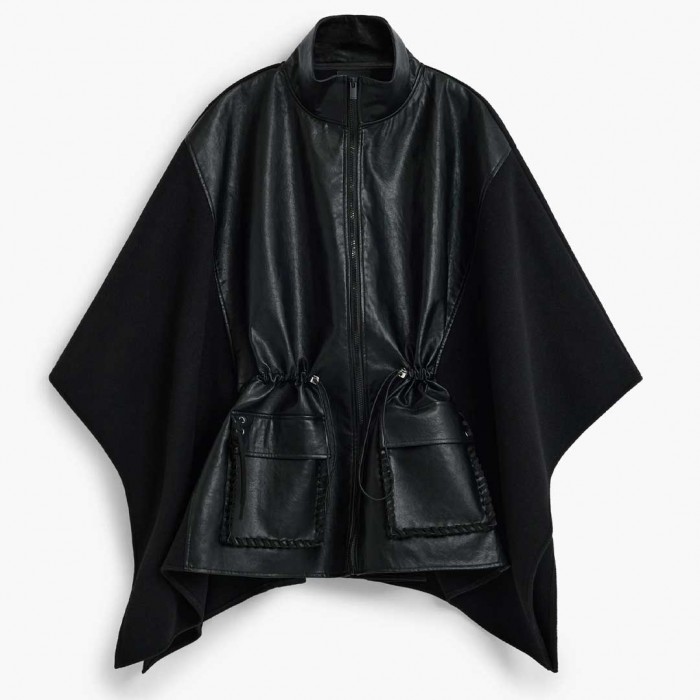 DESIGUAL WOMAN PONCHO LEATHER BLACK