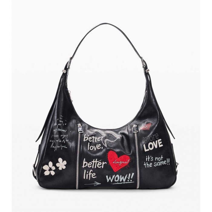 DESIGUAL WOMAN Large message bag BLACK