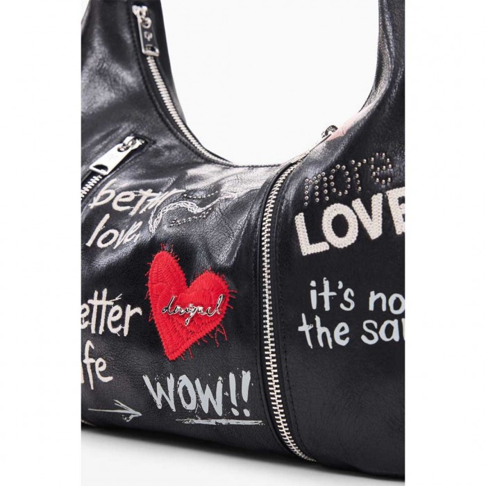DESIGUAL WOMAN Large message bag BLACK