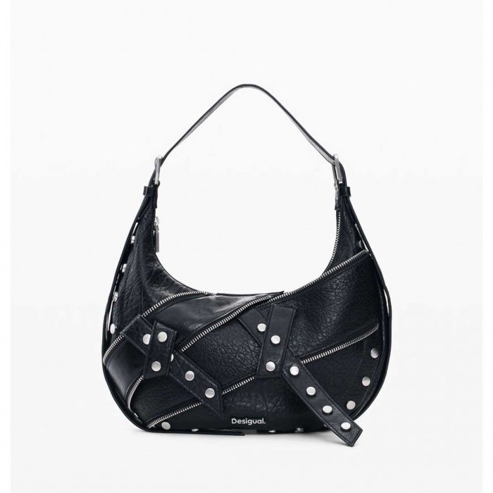 DESIGUAL WOMAN Medium Studded Shoulder Bag BLACK
