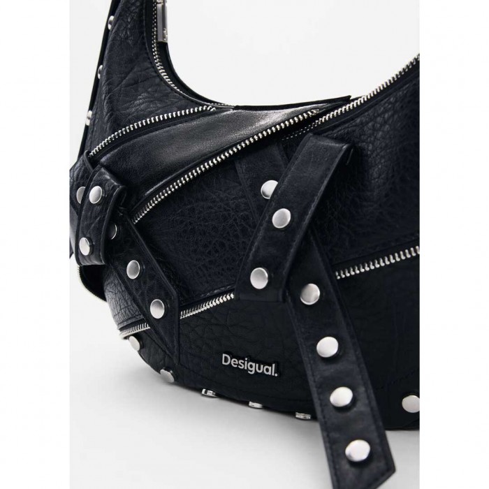 DESIGUAL WOMAN Medium Studded Shoulder Bag BLACK