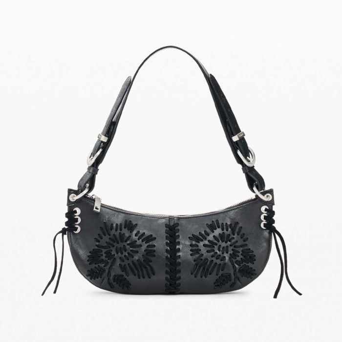 DESIGUAL WOMAN Medium Embroidered Bag BLACK