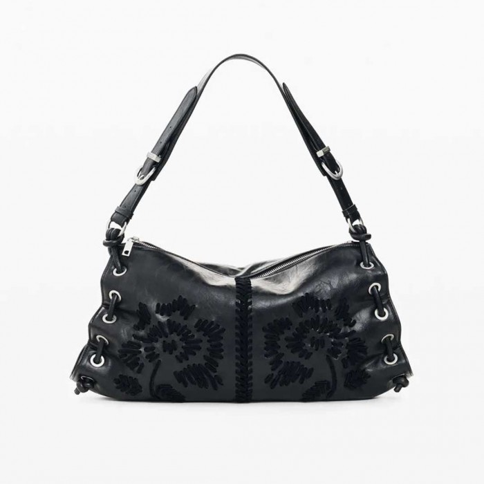 DESIGUAL WOMAN Medium Embroidered Bag BLACK 1