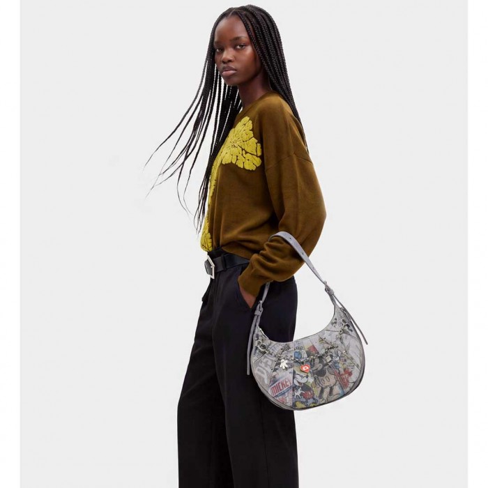 DESIGUAL WOMAN Medium Mickey™ Denim Bag GRAY DESIGUAL WOMAN Medium Mickey™ Denim Bag GRAY