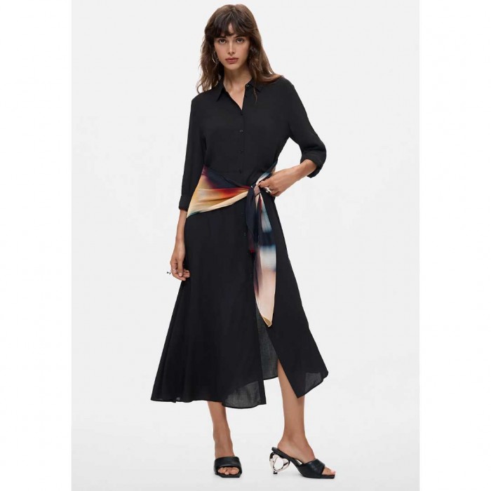 DESIGUAL WOMAN Midi Shirt Dress BLACK