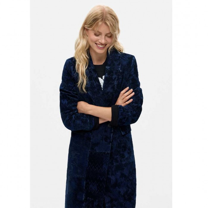 DESIGUAL WOMAN Straight jacquard coat BLUE