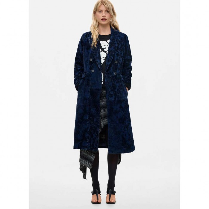 DESIGUAL WOMAN Straight jacquard coat BLUE