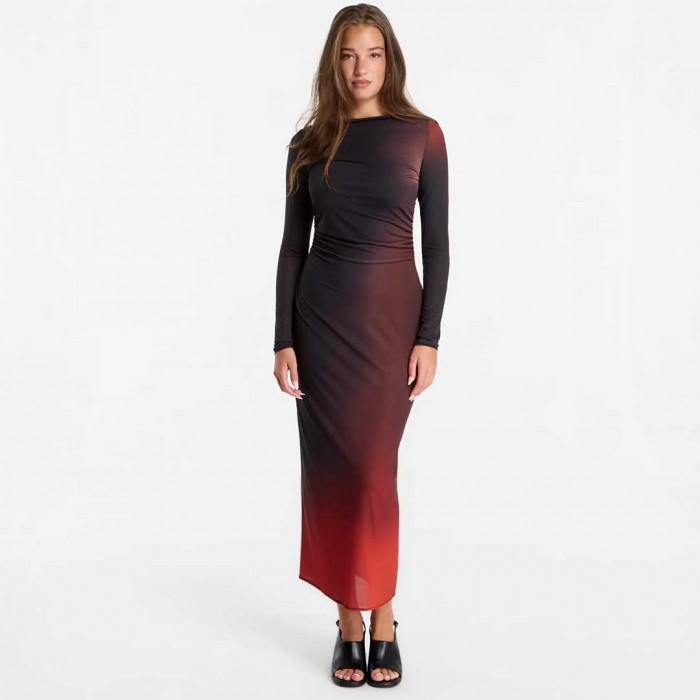 DESIGUAL WOMAN LONG DRESS BERLIN BLACK/ORANGE
