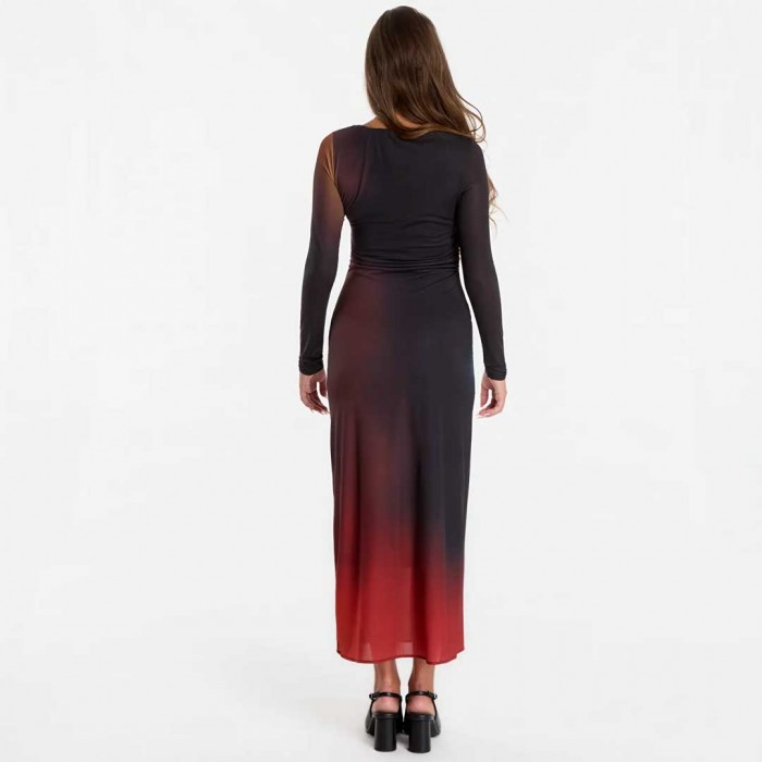 DESIGUAL WOMAN LONG DRESS BERLIN BLACK/ORANGE